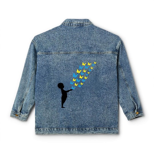 peace for europe ukraine war solidarity butterfly Classic Women's Denim Jackets