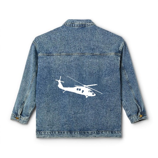 UH-60 Black Hawk Helicopter Silhouette Classic Women's Denim Jackets