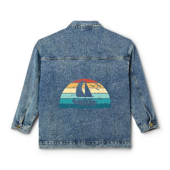 Retro Boating Sunset Vintage boat Sunrise Classic Women's Denim Jackets