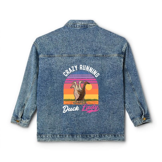 Crazy Running Duck Lady Indian Classic Women's Denim Jackets