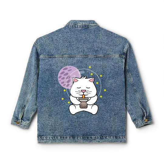 Kawaii Cat Space Pet Lover Gift Classic Women's Denim Jackets