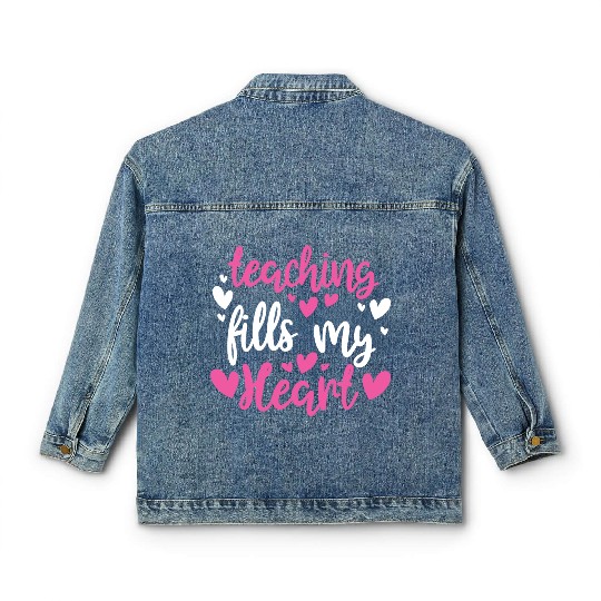 His and Her Valentine Gift Teacher Teaching Fills Classic Women's Denim Jackets