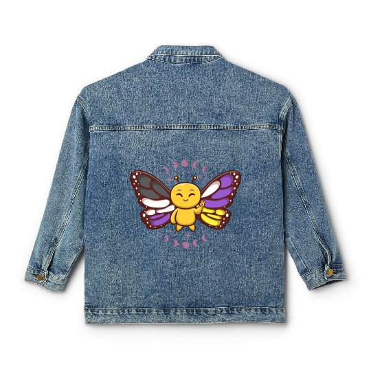 Gender Non-Binary Monarch Butterfly Subtle Pride Classic Women's Denim Jackets