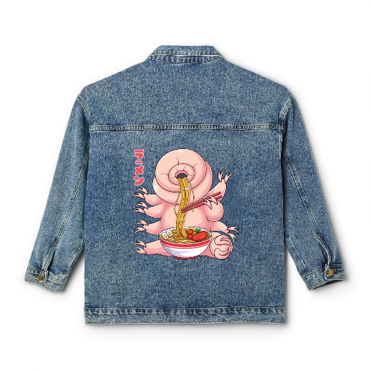 Kawaii Tardigrade Ramen Noodles Japanese Anime Noo Classic Women's Denim Jackets