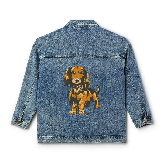Cute dachshund dog Classic Women's Denim Jackets