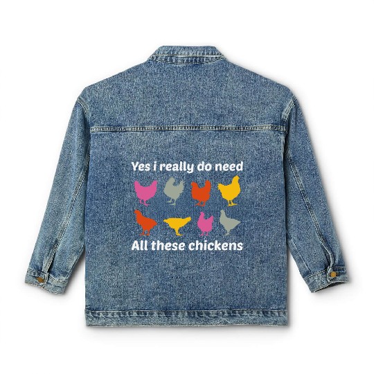 Chicken Lover Poultry Farmer Farming Farm Funny Classic Women's Denim Jackets