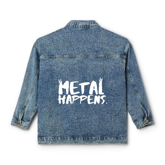 METAL Happens with Devil Horns Finger Gesture Classic Women's Denim Jackets