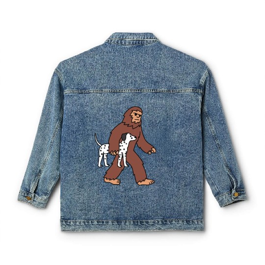 Bigfoot Sasquatch Walking Dalmatian Classic Women's Denim Jackets