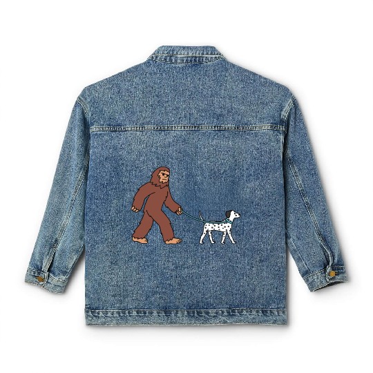 Bigfoot Sasquatch Walking Dalmatian Classic Women's Denim Jackets