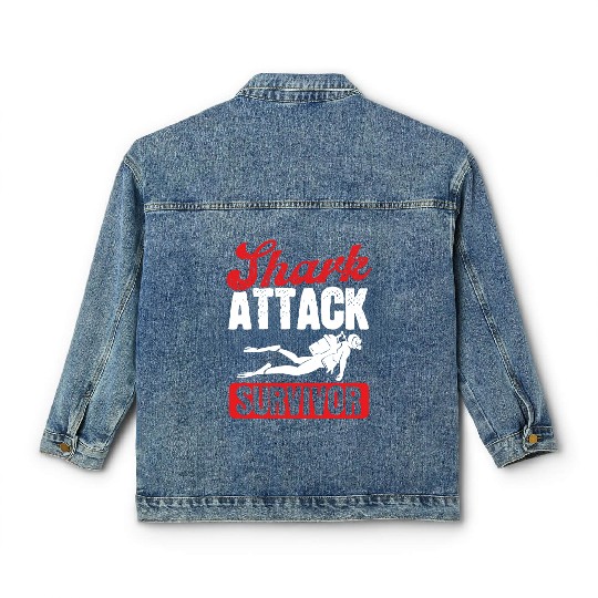 Scuba Diving Shark Attack Survivor Scuba Diver Classic Women's Denim Jackets