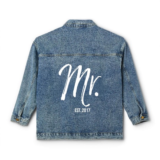 Wedding Anniversary For Men Husband Mr Est 2017 Classic Women's Denim Jackets