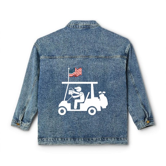 Patriotic Golf Cart American Flag USA Classic Women's Denim Jackets