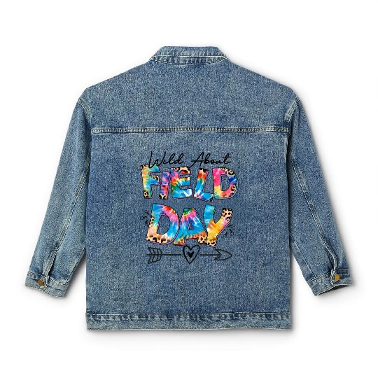 Tie dye leopard Wild About Field Day Teacher Kids Classic Women's Denim Jackets