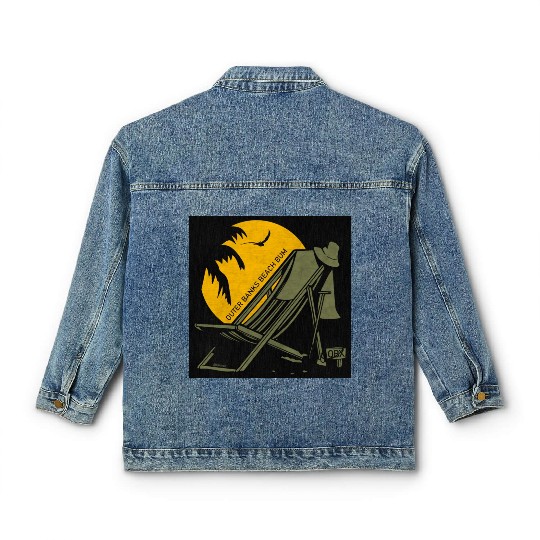 OBX Beach B OBX Army Green Black Vintage Classic Women's Denim Jackets