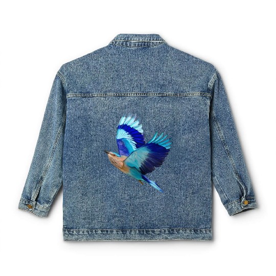 Flying Blue Indian Roller Bird Classic Women's Denim Jackets