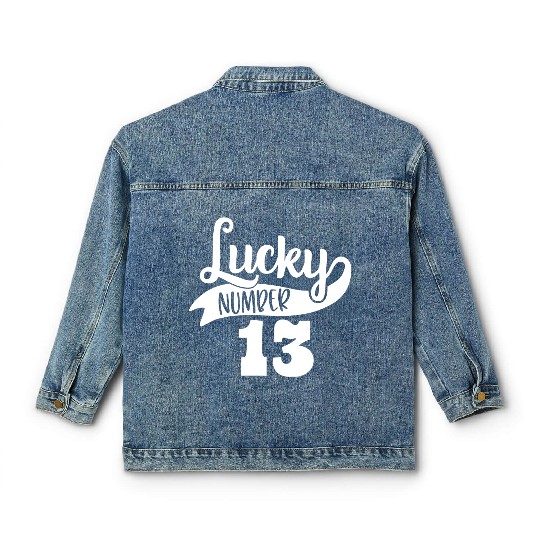 Lucky Number 13 Birthday Party Design Classic Women's Denim Jackets