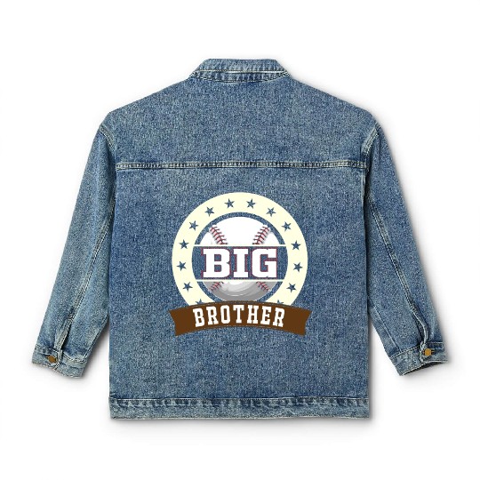 Big Brother Baseball Son Baseball Fan Classic Women's Denim Jackets