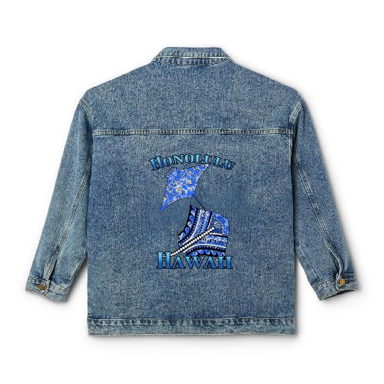 Honolulu Vacation Tribal Stingrays Classic Women's Denim Jackets