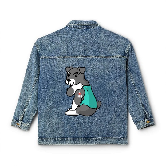 I Love Mom Tattoo Schnauzer Classic Women's Denim Jackets