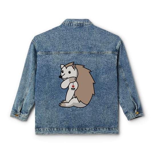 I Love Mom Tattoo Hedgehog Classic Women's Denim Jackets