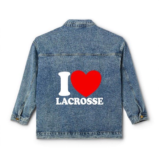 I Love Lacrosse Red Heart Lacrosse Lover Lacrosse Classic Women's Denim Jackets