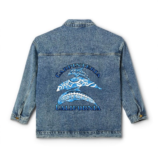 Carpinteria California Vacation Tribal Dolphins Classic Women's Denim Jackets