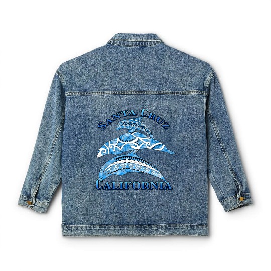 Santa Cruz California Vacation Tribal Dolphins Classic Women's Denim Jackets