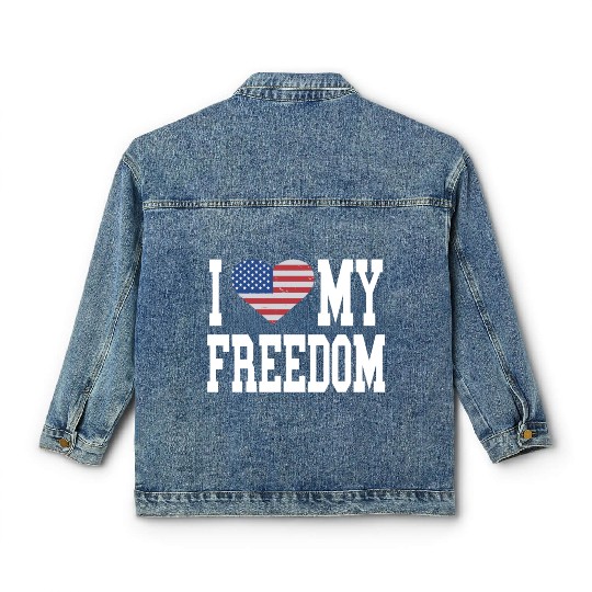 Patriotic American Flag I Heart Freedom, I Love Classic Women's Denim Jackets