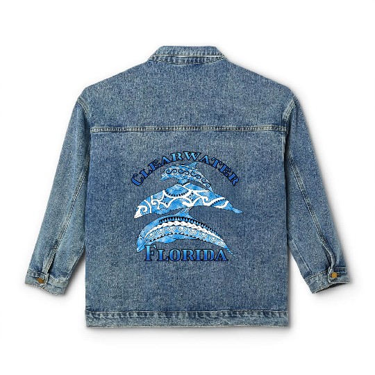 Clearwater Florida Vacation Tribal Dolphins Classic Women's Denim Jackets