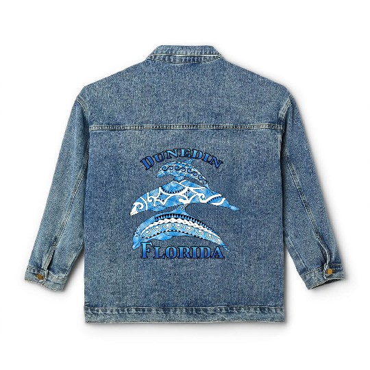Dunedin Florida Vacation Tribal Dolphins Classic Women's Denim Jackets