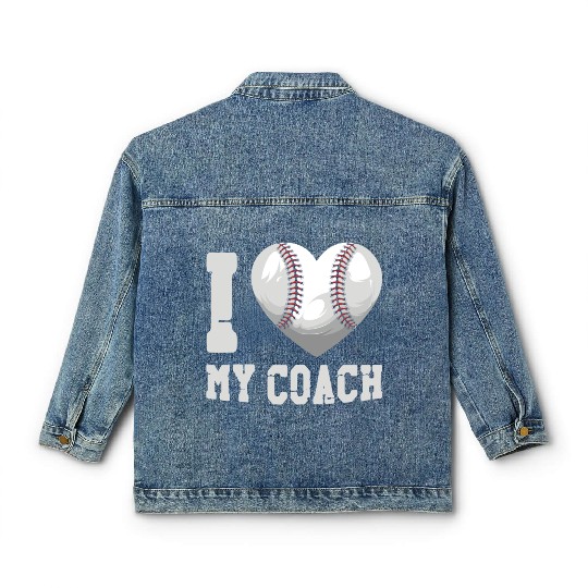 Baseball Fan Heart I Love My Coach Classic Women's Denim Jackets