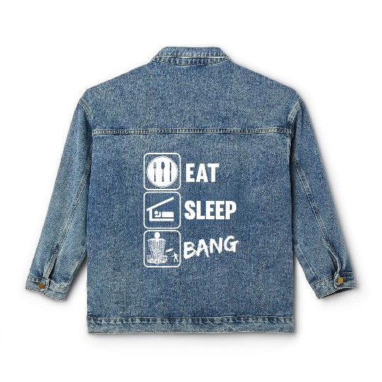 Eat Sleep Bang Classic Women's Denim Jackets Funny Disc Golf Classic Women's Denim Jackets