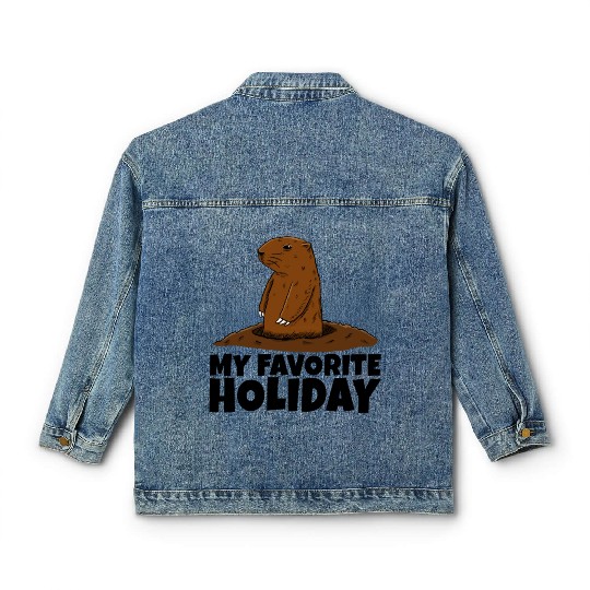 My Favourite Holiday Groundhog Classic Women's Denim Jackets