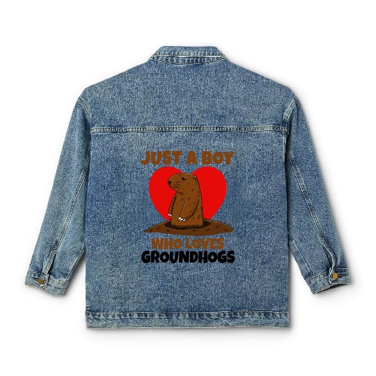 Just A Boy Who Loves Groundhog Classic Women's Denim Jackets
