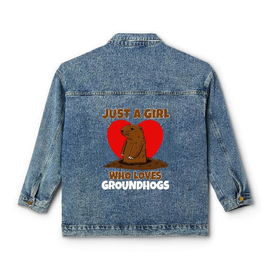 Just A Girl Who Loves Groundhog Classic Women's Denim Jackets