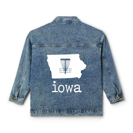 State of Iowa Disc Golf Classic Women's Denim Jackets Golfer Golfing