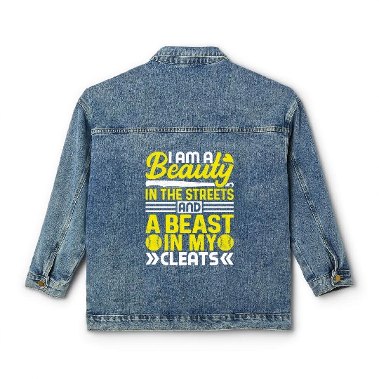 I'm a Beauty in the Streets - Funny Softball Coach Classic Women's Denim Jackets