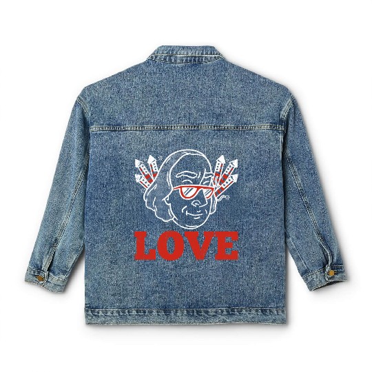 Love America Washington USA Flag 4th Of July Classic Women's Denim Jackets