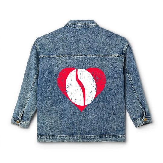 Navy Bean Heart Classic Women's Denim Jackets