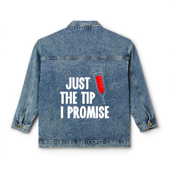 Nurses Week Classic Women's Denim Jackets Just The Tip Syringe Nurse Classic Women's Denim Jackets