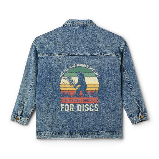 Funny Disc Golf Bigfoot Sasquash Vintage Sunset Classic Women's Denim Jackets