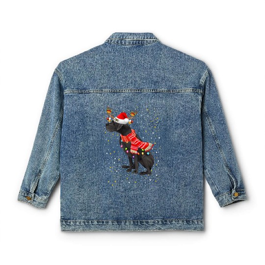 Great Dane Reindeer Christmas Light Classic Women's Denim Jackets