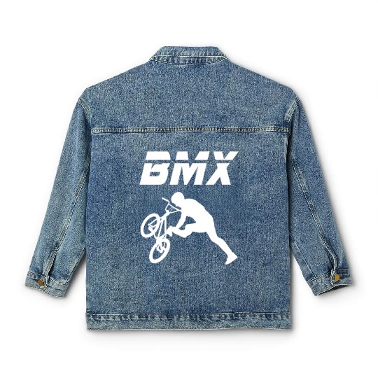 bmx race bike cyclist rider trick Classic Women's Denim Jackets
