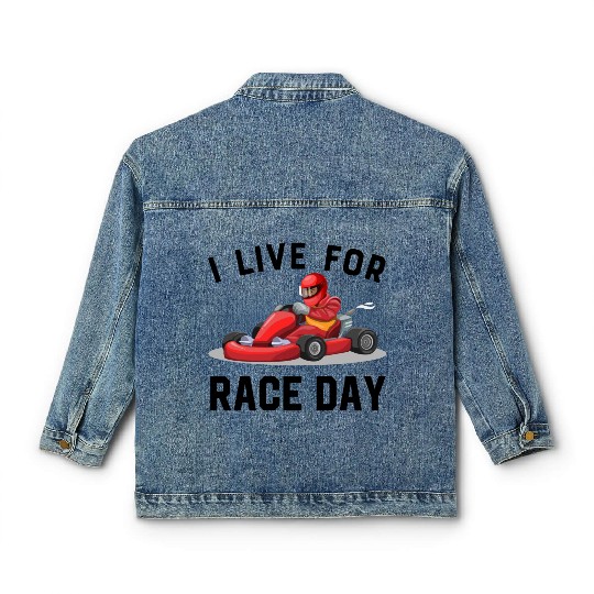 I Live For Race Day Classic Women's Denim Jackets