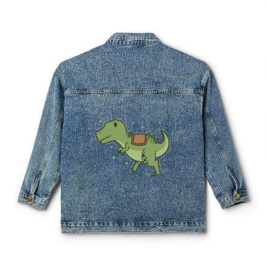 T-Rex Dino with Saddle for riding Reptile Classic Women's Denim Jackets