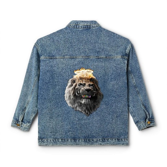 Graffiti lion head Classic Women's Denim Jackets