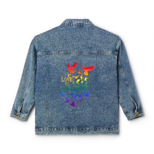 love is love, doves, dove, graffit,colorful Classic Women's Denim Jackets