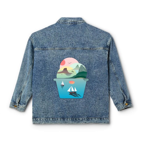 Summer Ice Cream Ocean Wanderlust Sailing Sunset Classic Women's Denim Jackets