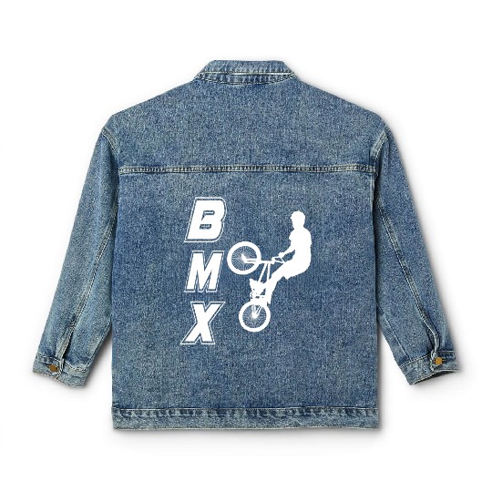 bmx race bike cyclist rider trick Classic Women's Denim Jackets