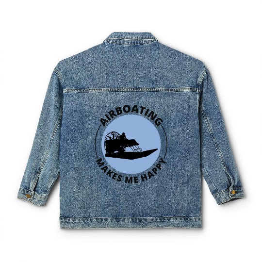 Airboat Fanboat Airboating Planeboat Swamp boat Classic Women's Denim Jackets